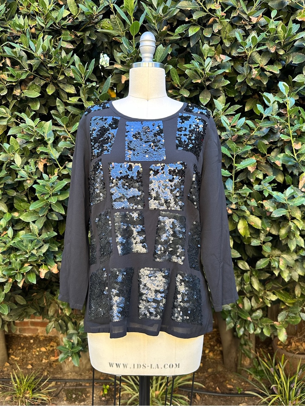 Escada statement top with shimmering sequin grid front - Size 40